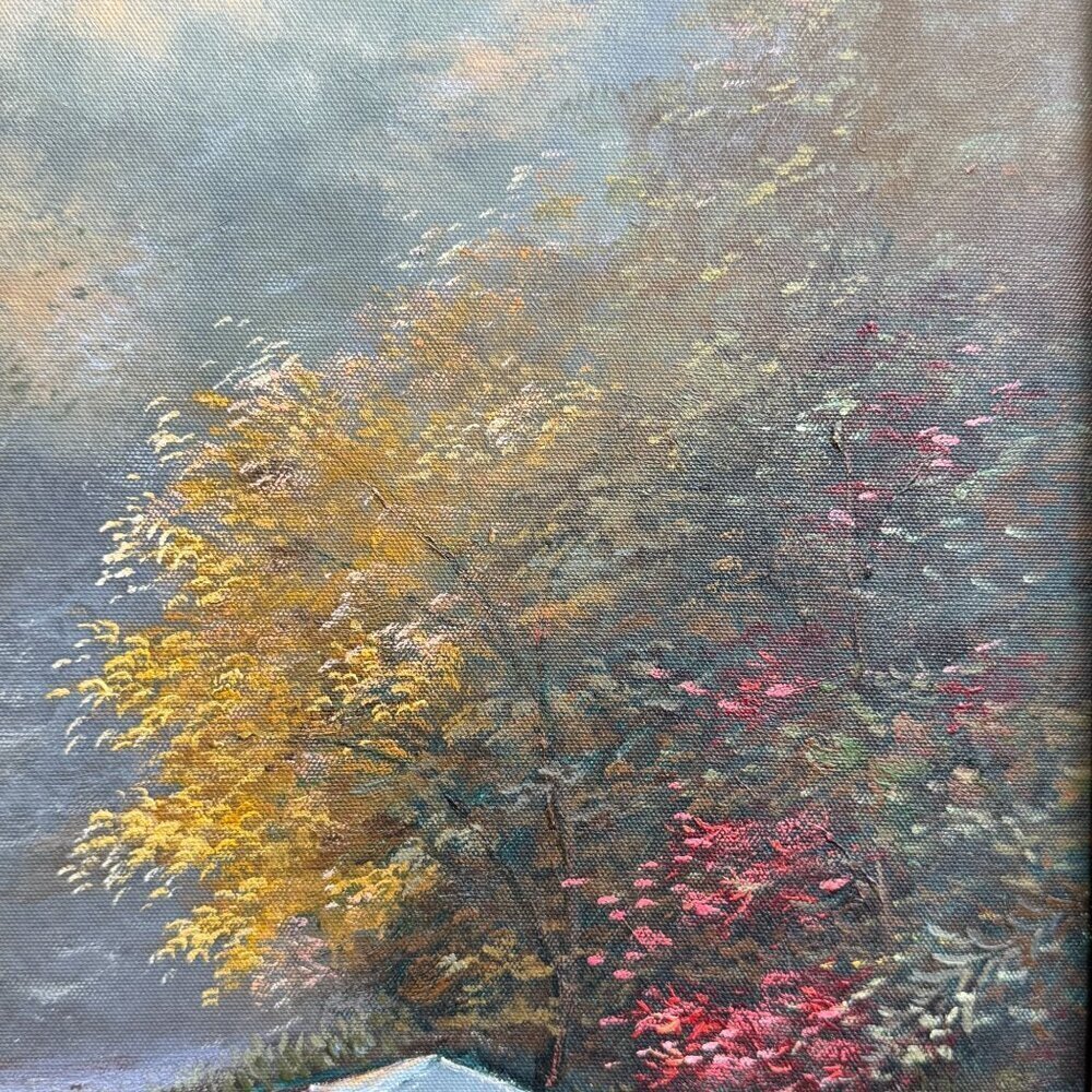 Acrylic Painting Inspired by Thomas Kinkade's The Autumn Gate Canvas 28" x 24" - Picture 8 of 16